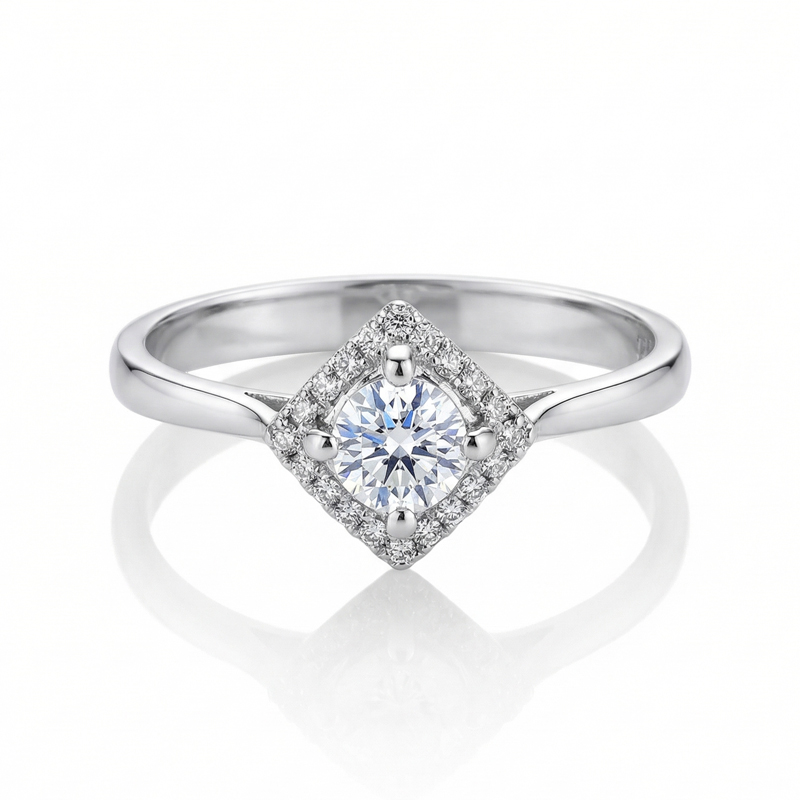 годежен пръстен бяло злато в квадратна форма с циркон