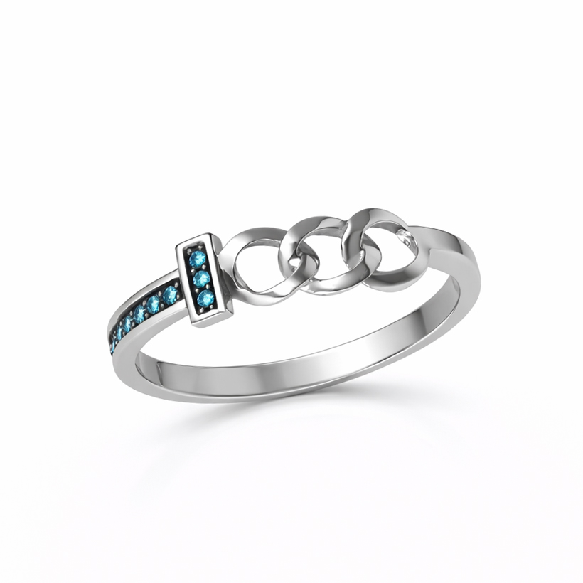 Бяло злато пръстен със сини камъни TIARA
