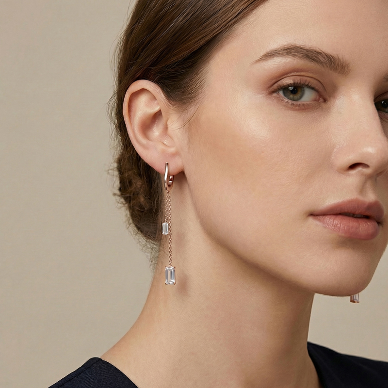 Висящи обеци бяло злато MIA