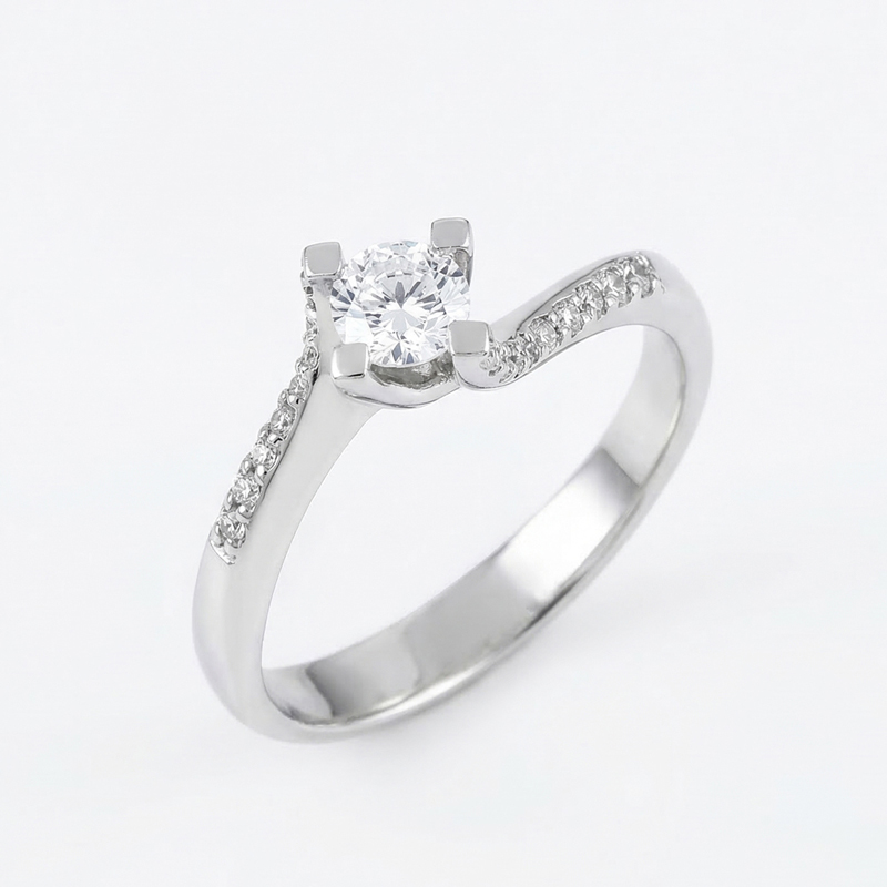 Годежен диамантен пръстен бяло злато ASYA