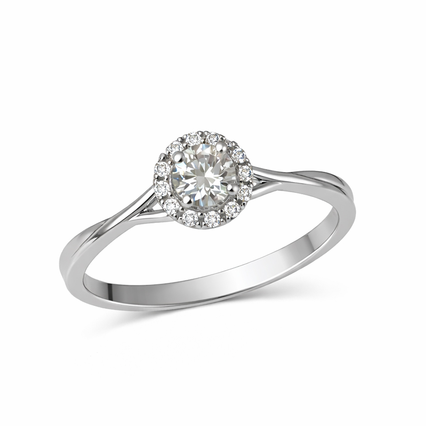 Годежен диамантен пръстен бяло злато Jasmine