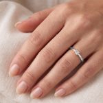 Годежен пръстен Aveline Solitaire от 14K бяло злато с естествен диамант