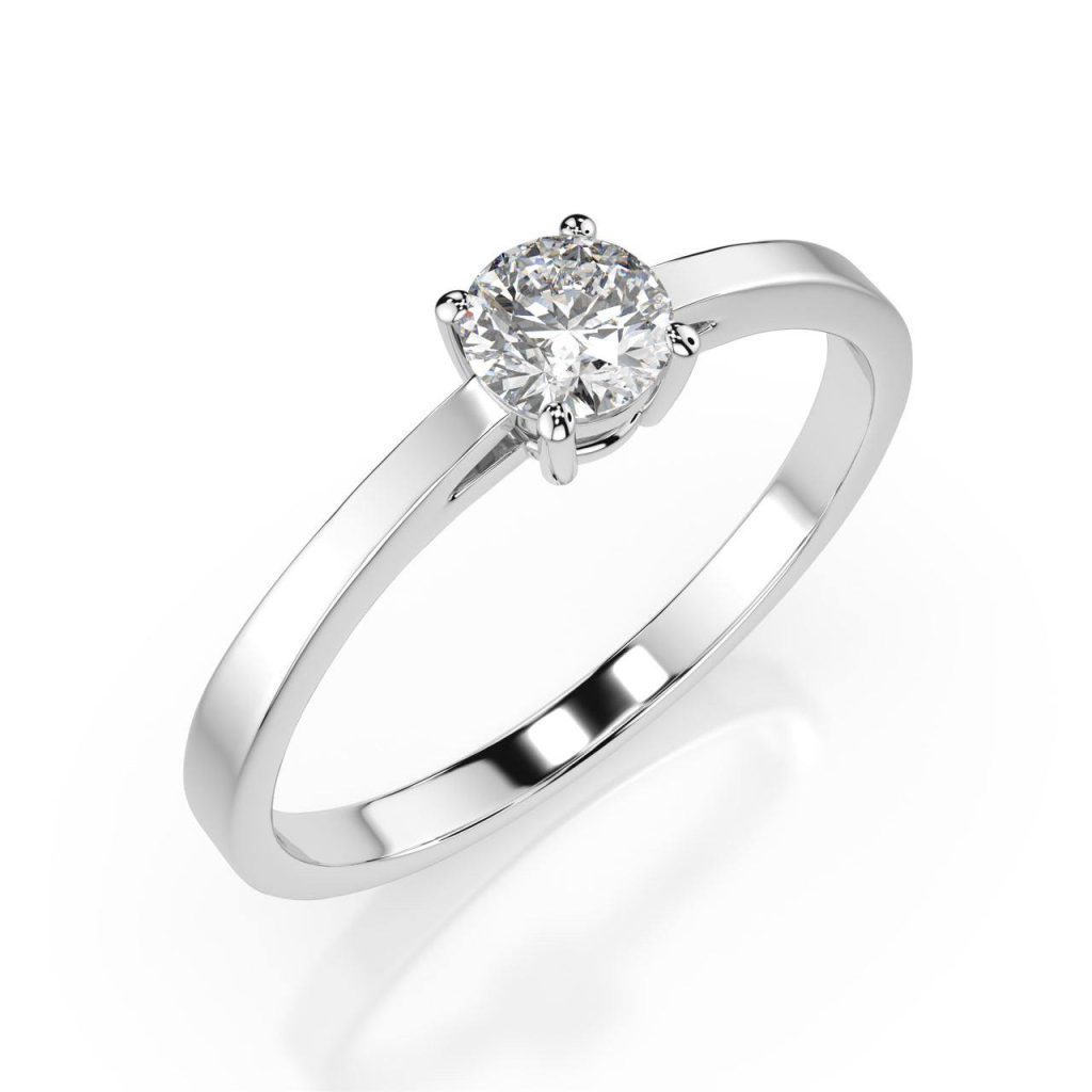 Годежен пръстен Aveline Solitaire от 14K бяло злато с естествен диамант
