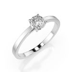 Годежен пръстен Aveline Solitaire от 14K бяло злато с естествен диамант