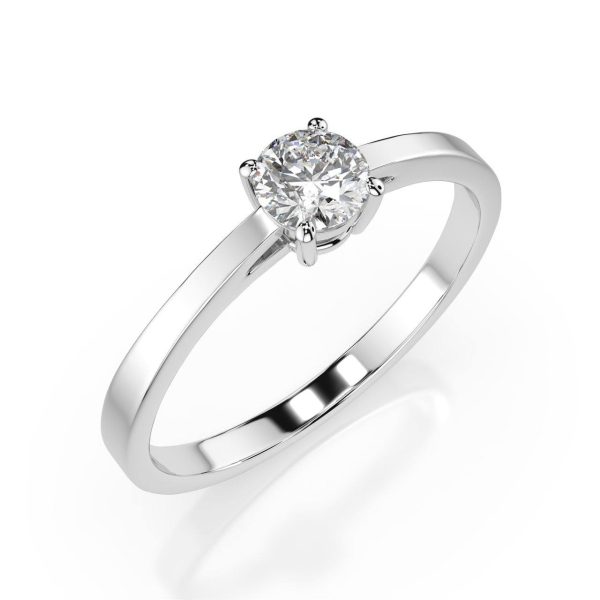 Годежен пръстен Aveline Solitaire от 14K бяло злато с естествен диамант