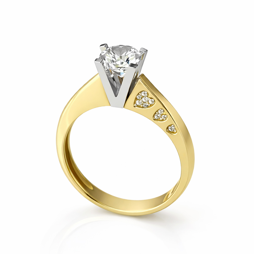 Годежен пръстен жълто злато triple heart