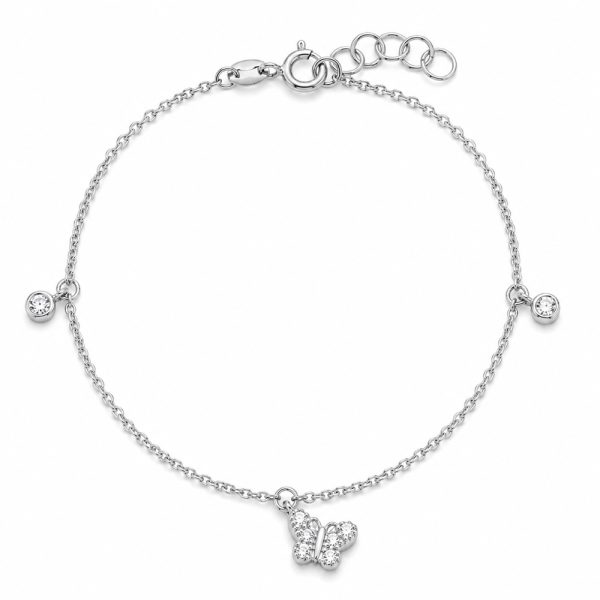 Гривна с пеперуда BUTTERFLY SHINE от бяло злато