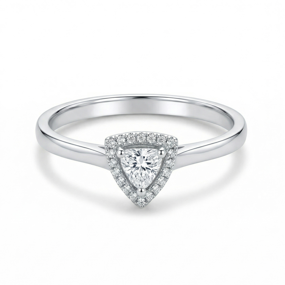 Диамантен пръстен бяло злато с триъгълен диамант DEYNA