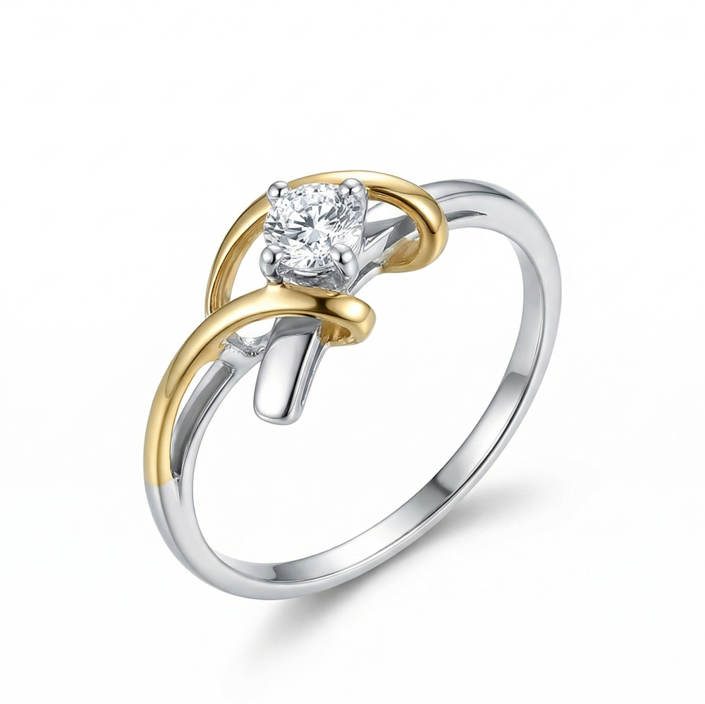 Диамантен пръстен бяло и жълто злато GABI