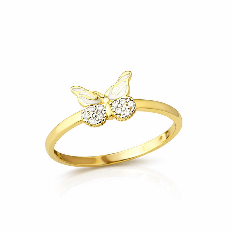 Жълто злато пръстен пеперуда butterfly white