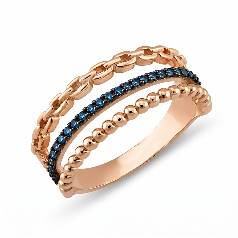 Златен пръстен с London Blue Topaz CELINE SAPPHIRA