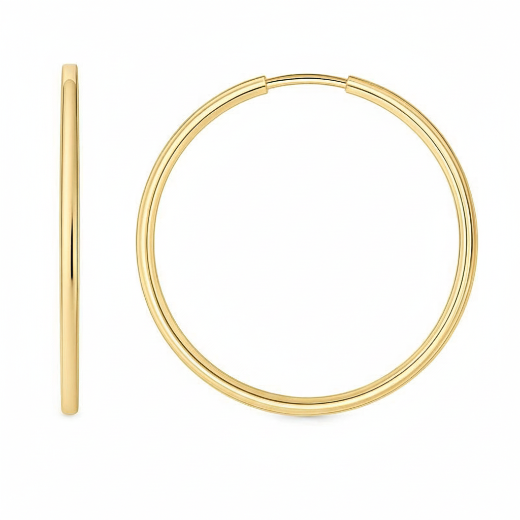 Златни обеци халки среден размер от 3.5см 35мм жълто злато