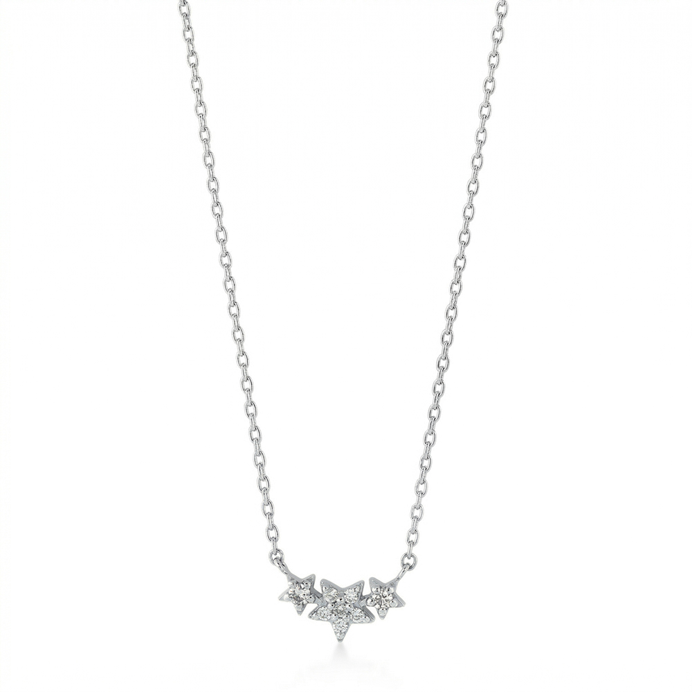 Колие бяло злато Ashley със звездички