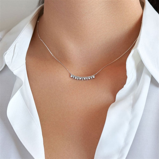 Колие бяло злато с камъни циркон GLORIA