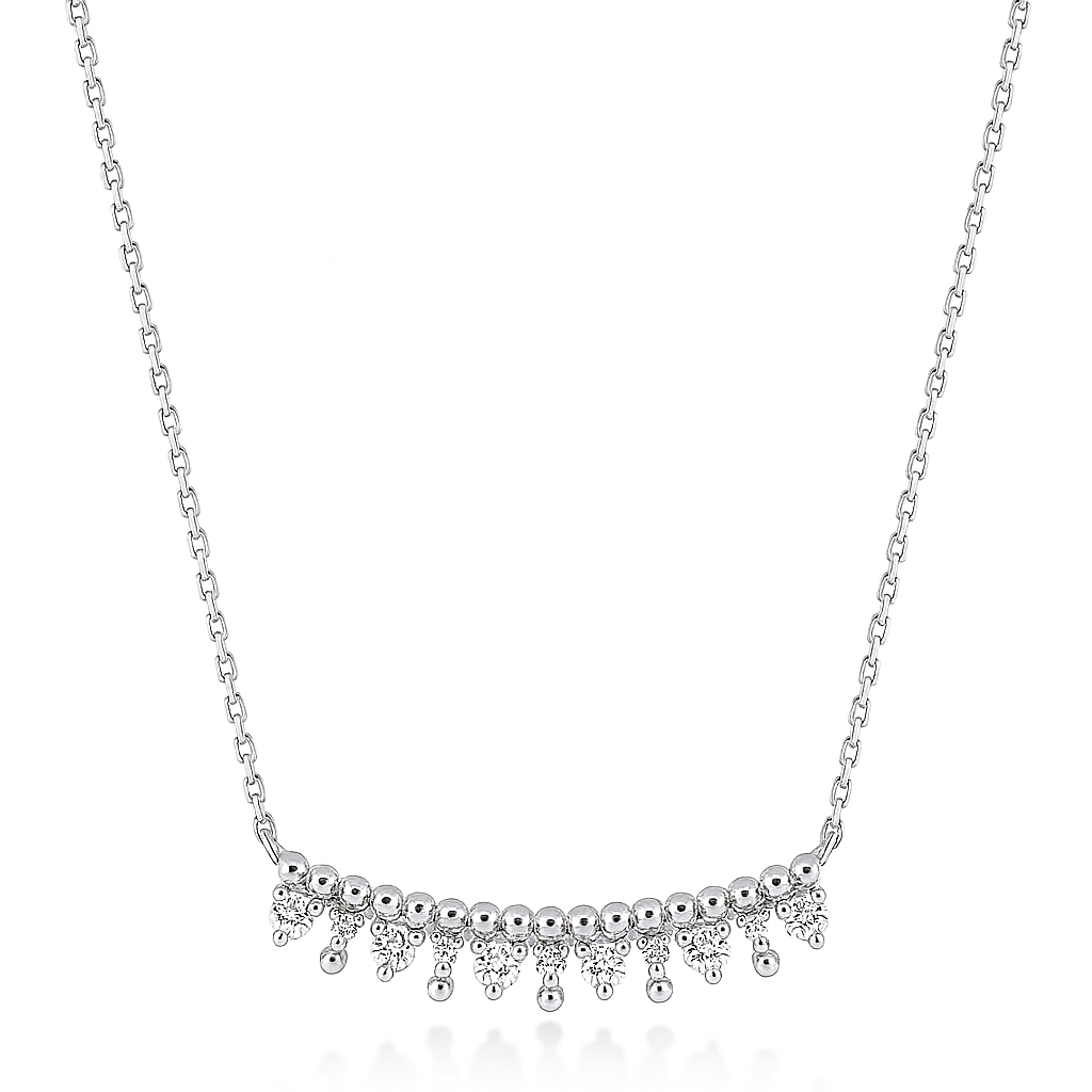 Колие бяло злато с камъни циркон GLORIA