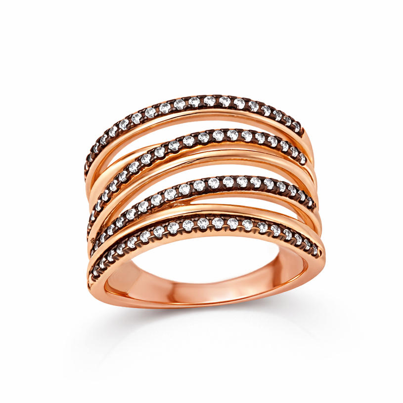 Масивен пръстен розово злато с топаз