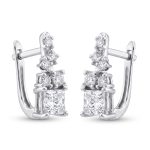 Обеци от 14К бяло злато с естествени диаманти Diamond Cascade