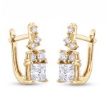 Обеци от 14К жълто злато с естествени диаманти Diamond Cascade