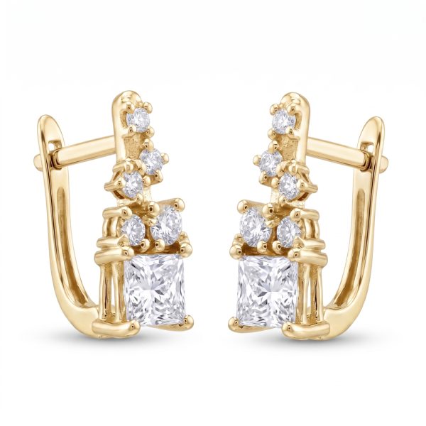 Обеци от 14К жълто злато с естествени диаманти Diamond Cascade