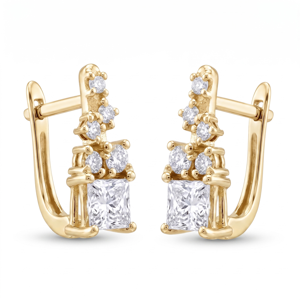 Обеци от 14К жълто злато с естествени диаманти Diamond Cascade