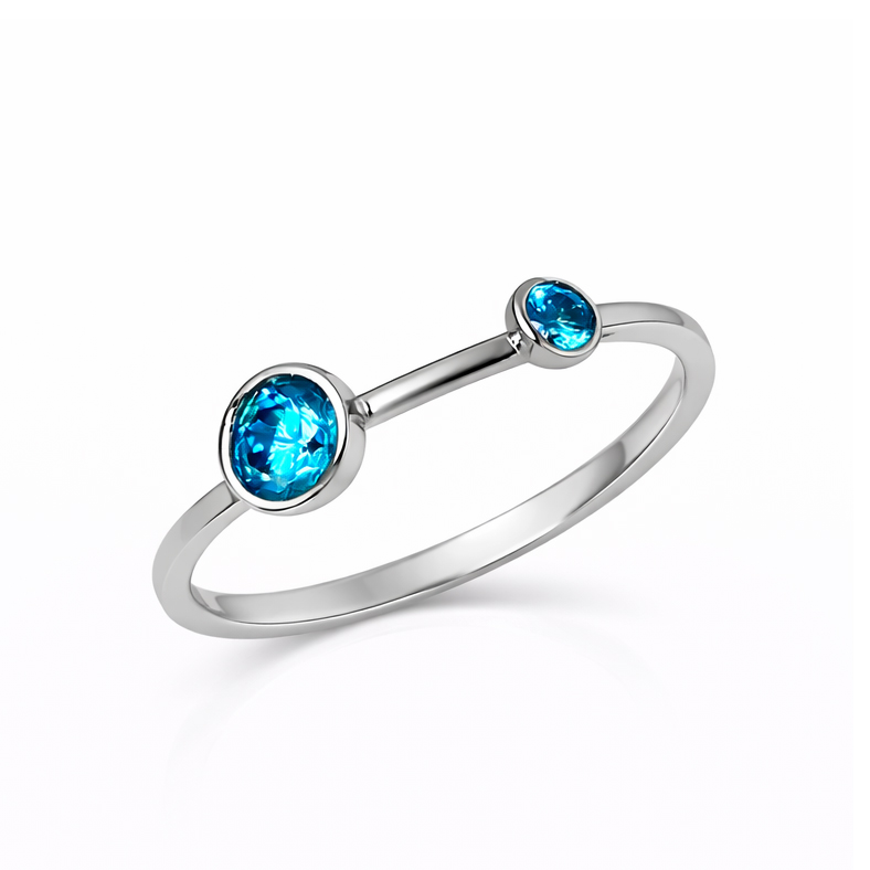 Пръстен бяло злато с аквамарин BELL