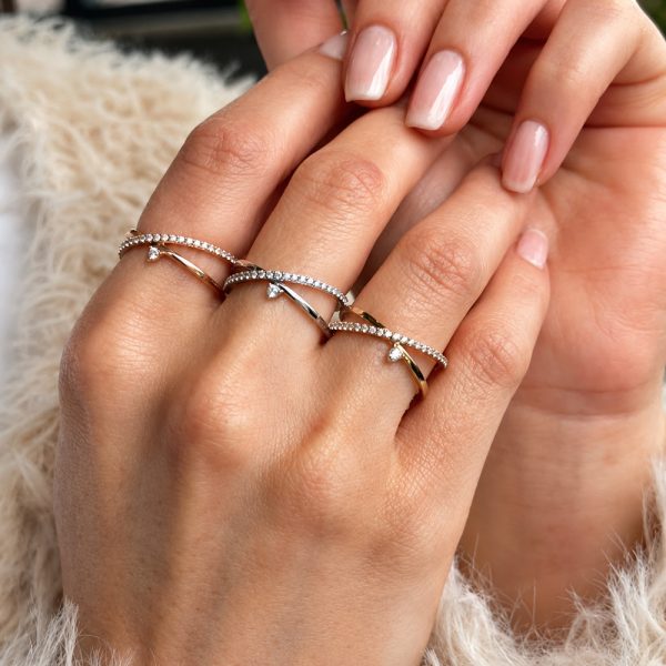 Пръстен бяло злато с циркони ÉLYSIA CROSS SHINE | 14К