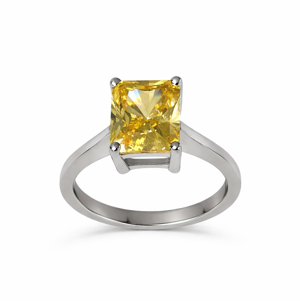 Пръстен бяло злато с цитрин SUZAN