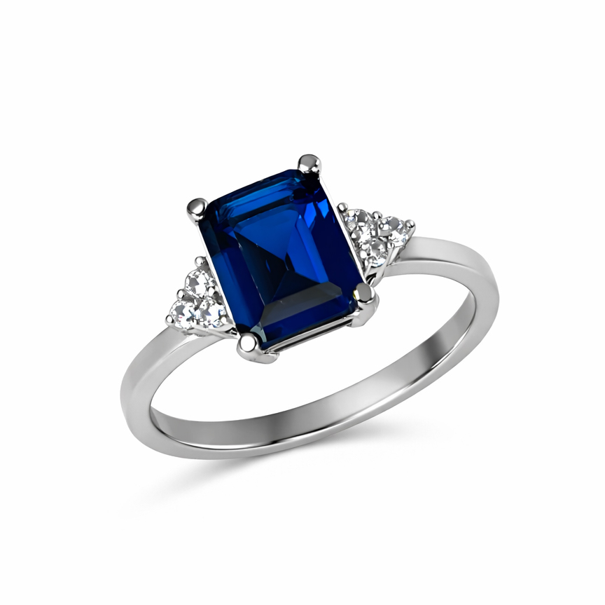 Пръстен бяло злато със сапфир Barbara