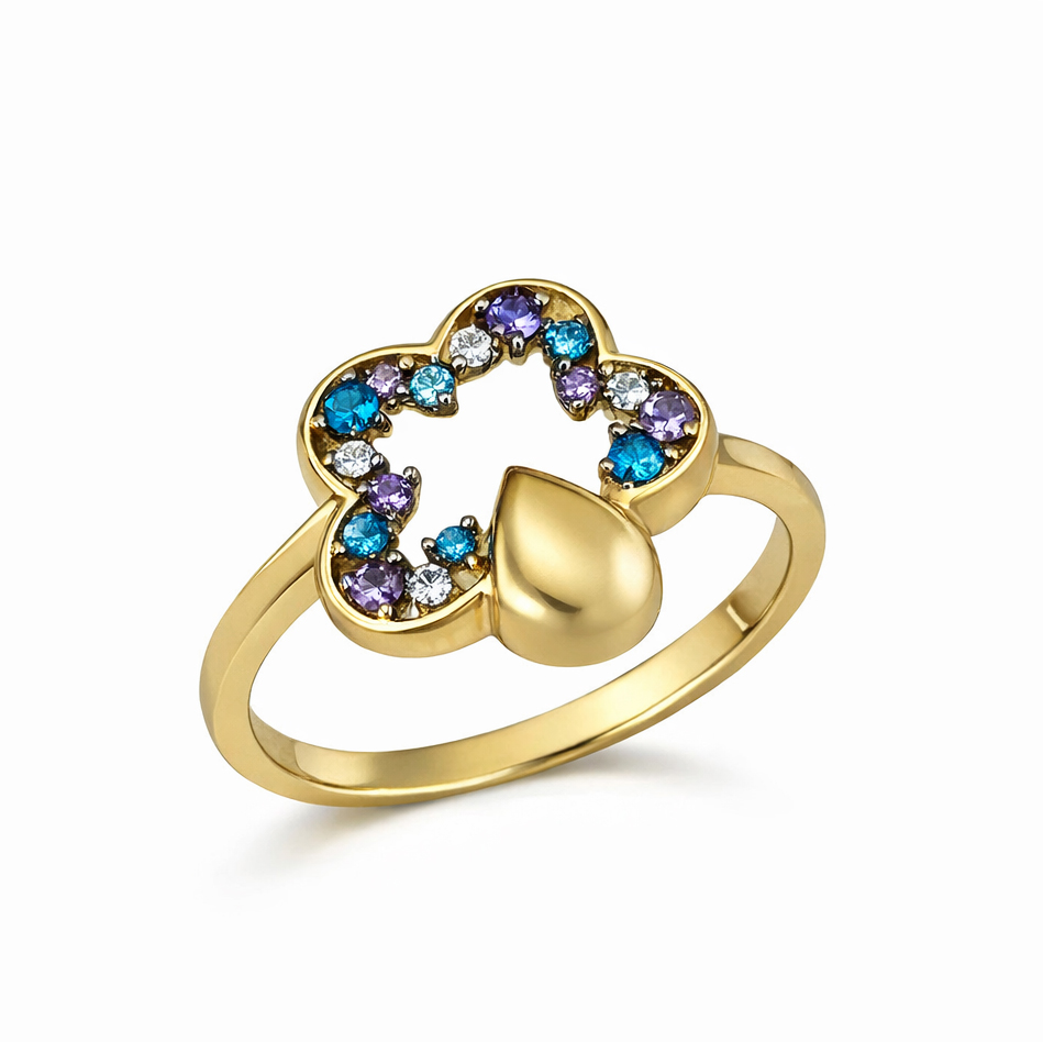 Пръстен жълто злато Flower