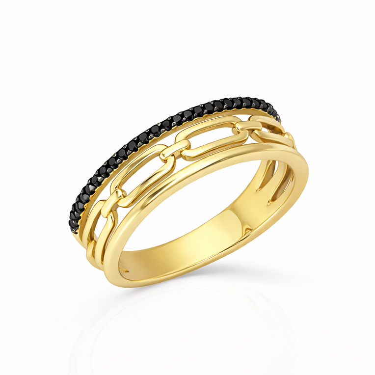 Пръстен жълто злато TIARA BLACK