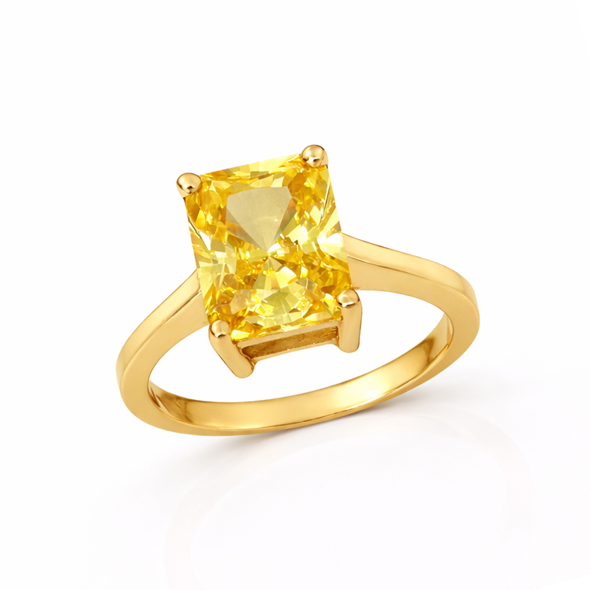Пръстен жълто злато с голям камък цитрин SUZAN.