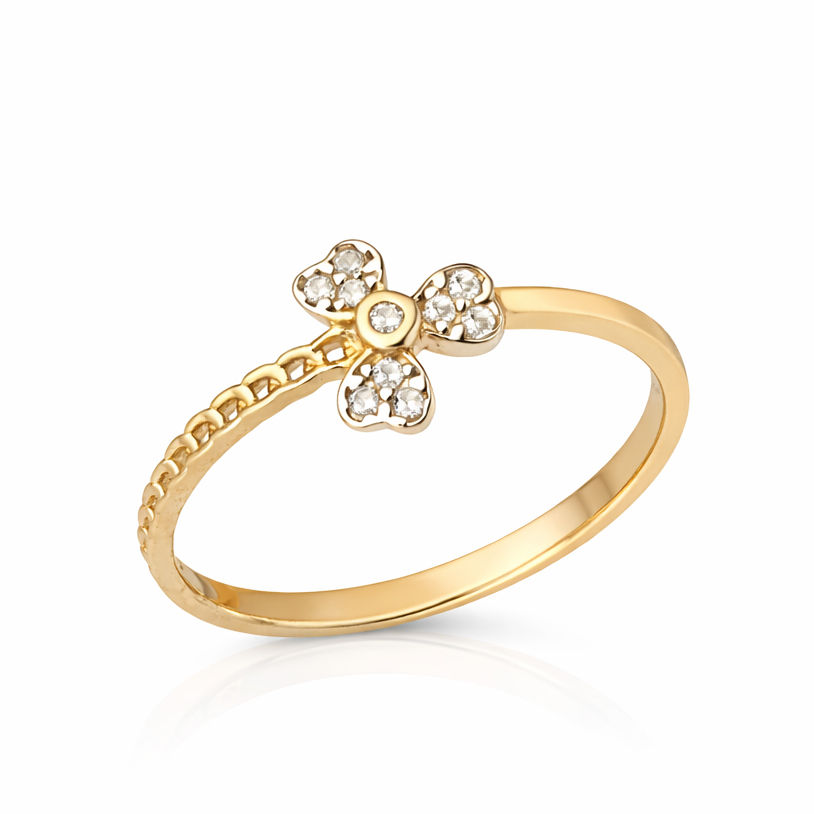 Пръстен жълто злато с трилистна детелина