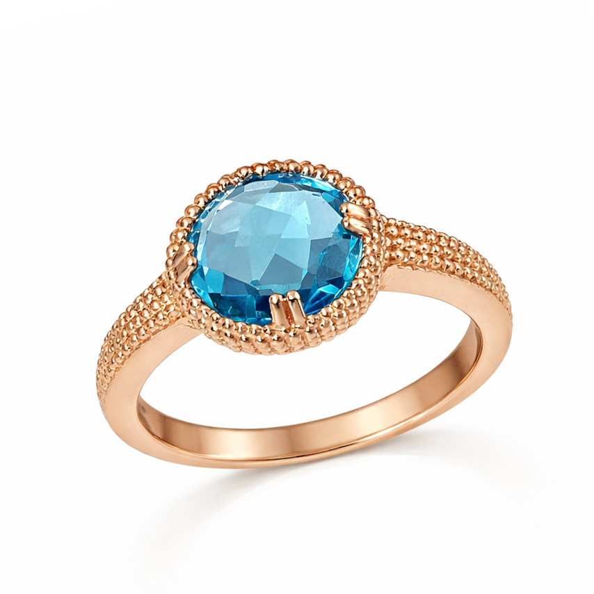 Пръстен розово злато с аквамарин AQUA