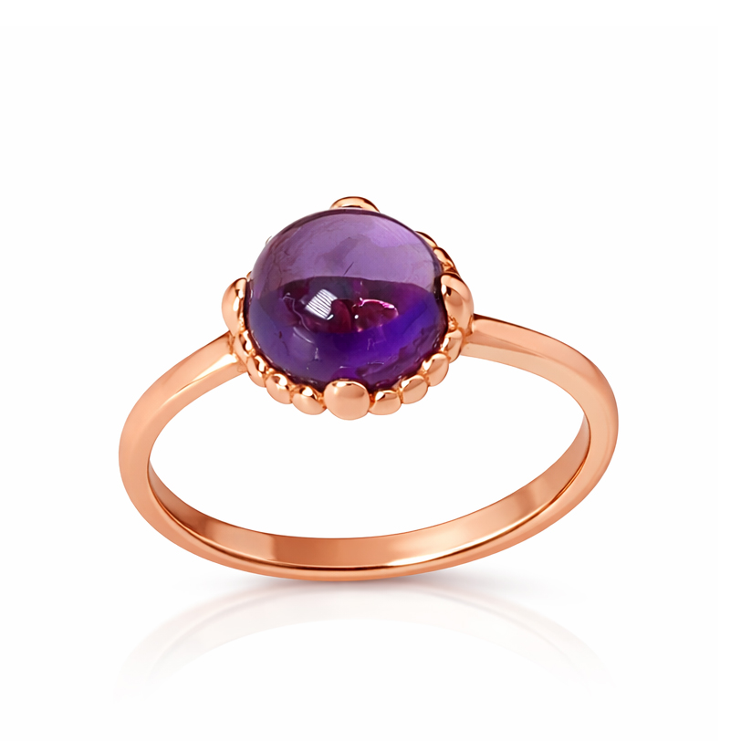 Пръстен розово злато с аметист