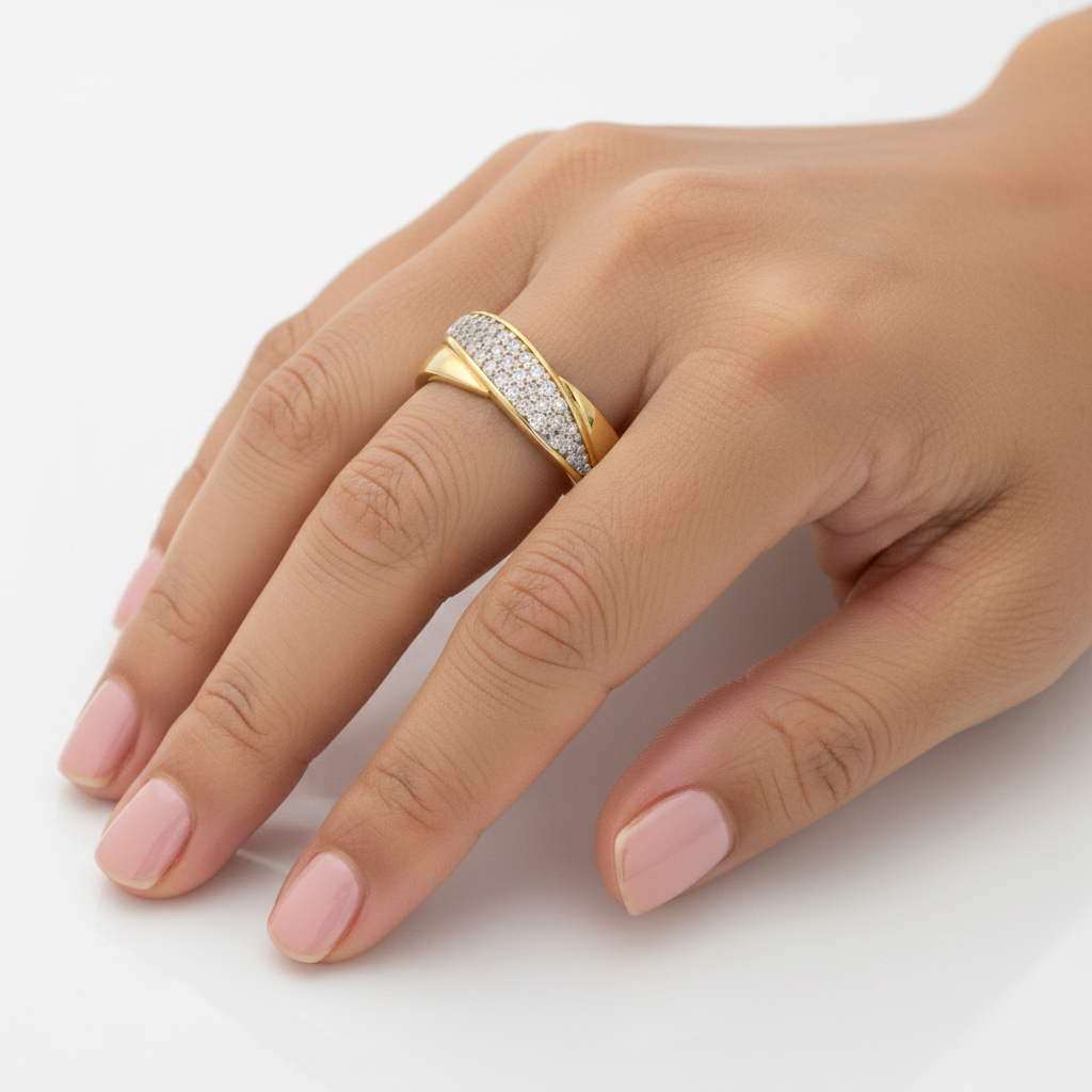 Пръстен тип халка Selena с акмъни циркон