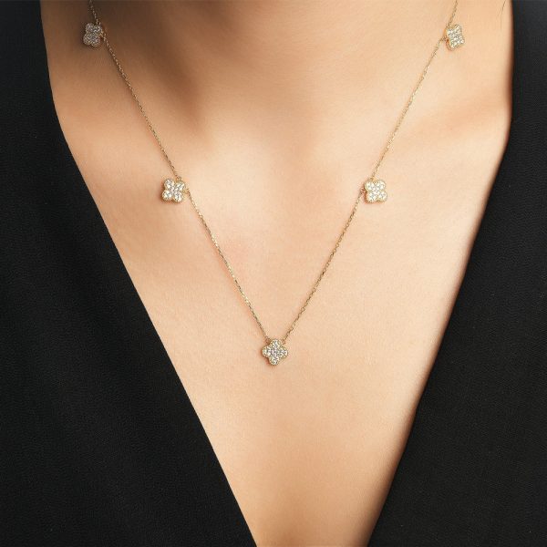 Златно колие детелина Aura Clover Elegance