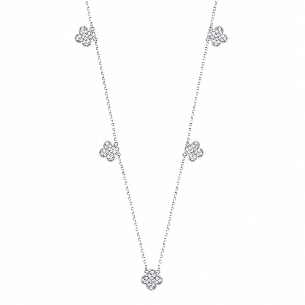 Златно колие детелина Aura Clover Elegance бяло злато