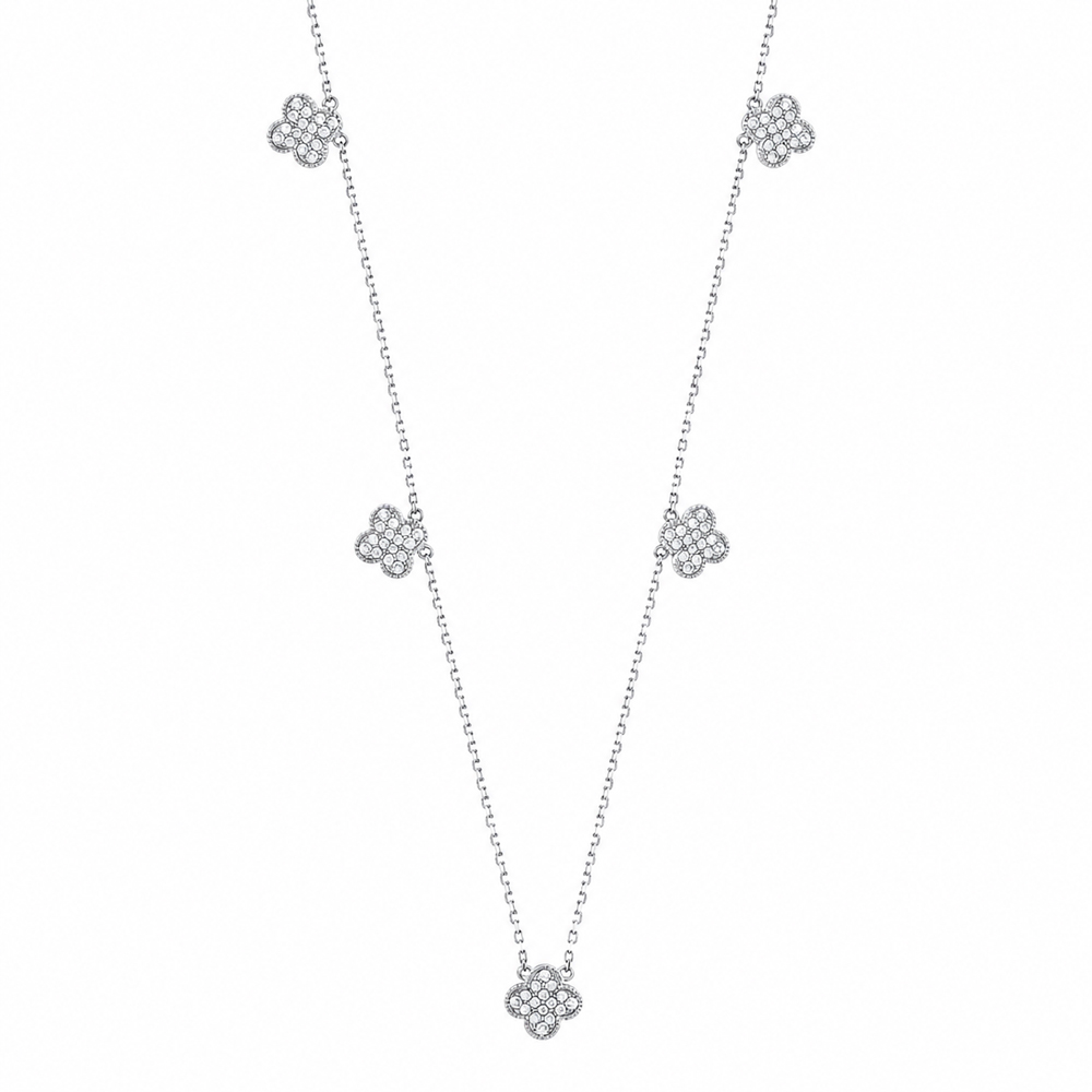 Златно колие детелина Aura Clover Elegance бяло злато