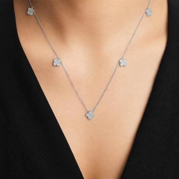 Златно колие детелина Aura Clover Elegance бяло злато