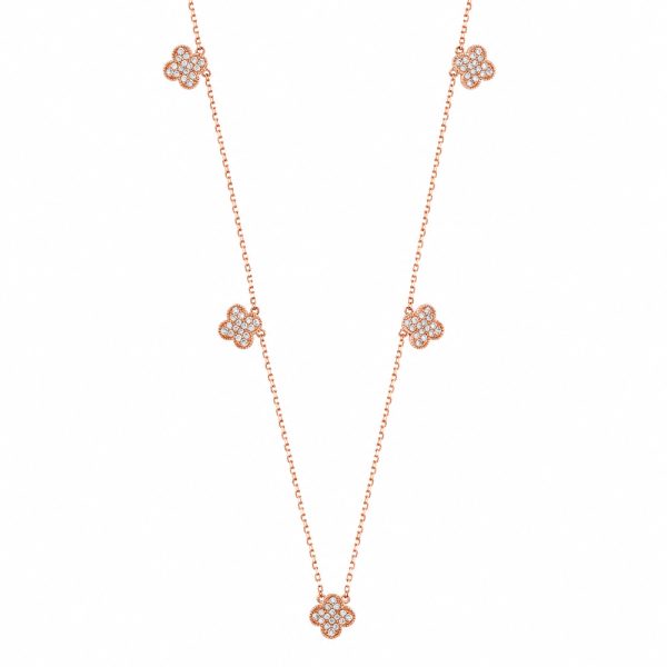 Златно колие детелина Aura Clover Elegance от розово злато