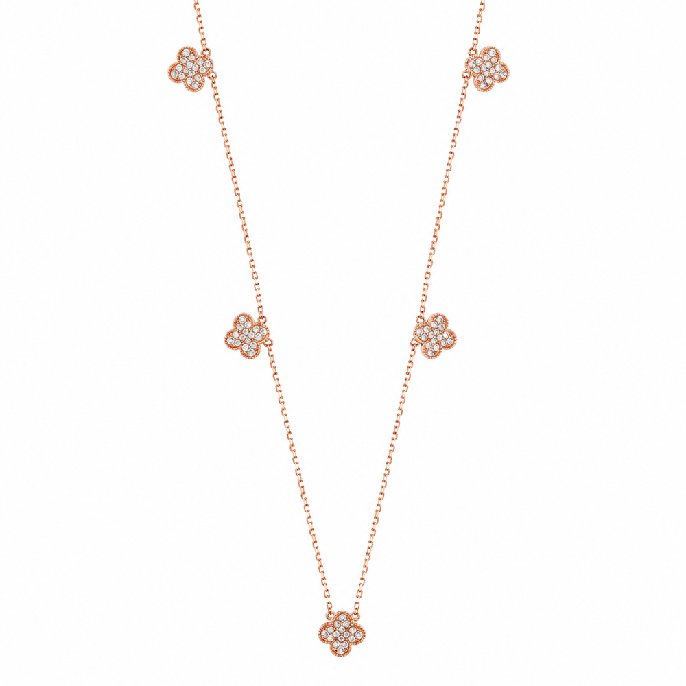 Златно колие детелина Aura Clover Elegance от розово злато
