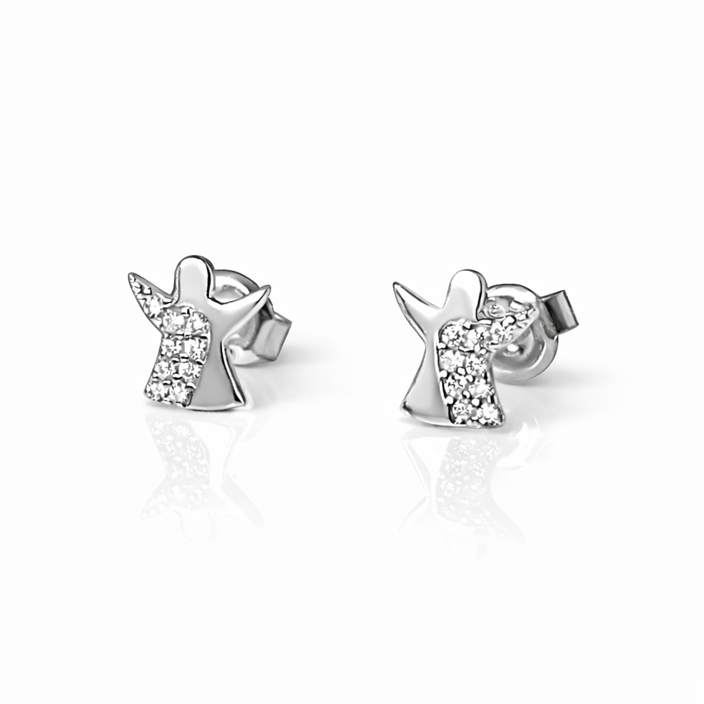 Обеци бяло злато ангелчета