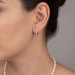 Обеци бяло злато с циркони Elegance Hoop