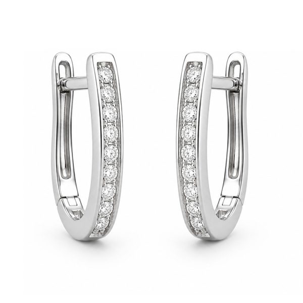 Обеци бяло злато с циркони Elegance Hoop
