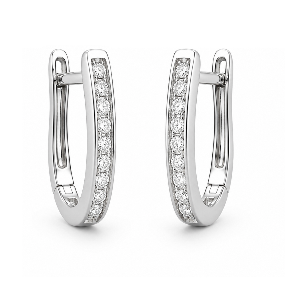Обеци бяло злато с циркони Elegance Hoop