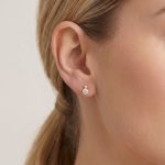 Обеци от жълто злато с циркони Double Sparkle