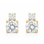 Обеци от жълто злато с циркони Double Sparkle
