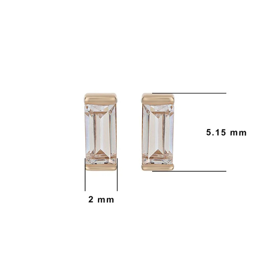 обеци на винт с жълто злато с правоъгълен камък