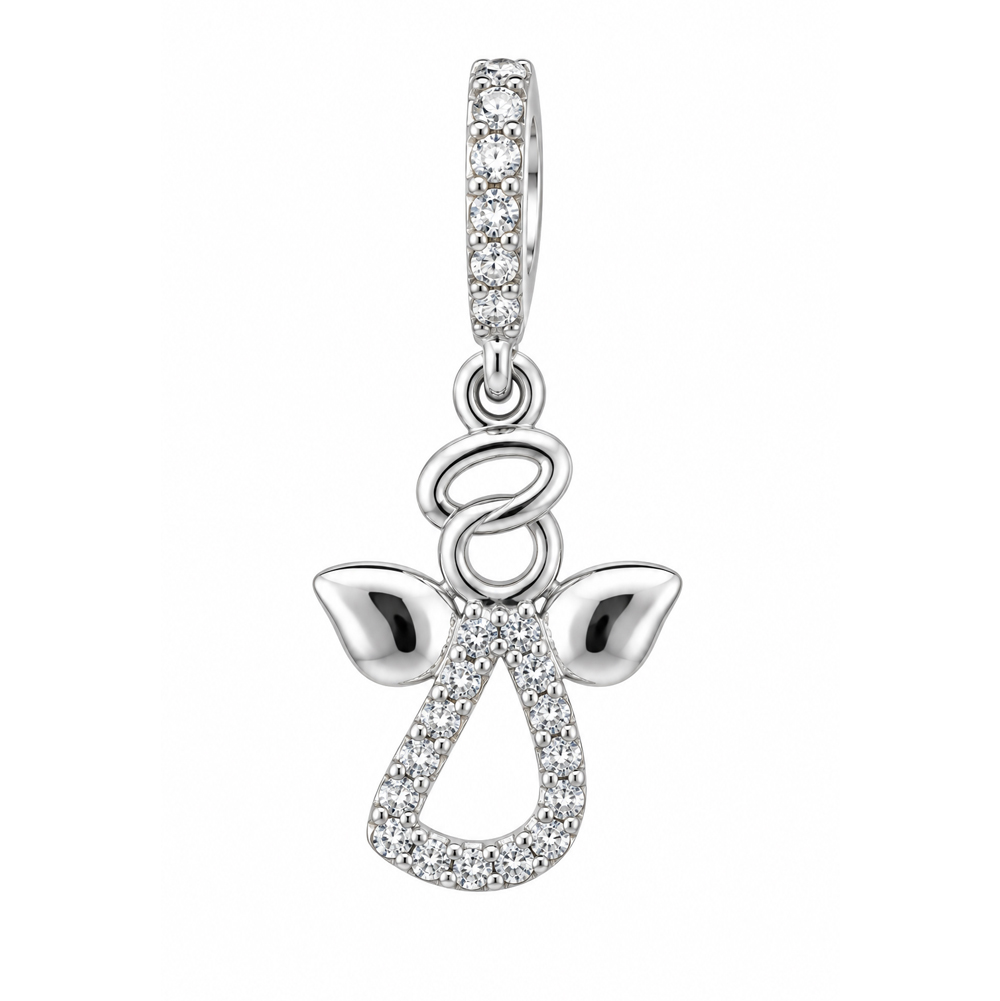 Златна висулка Ангел Pure Angel – бяло злато с циркони