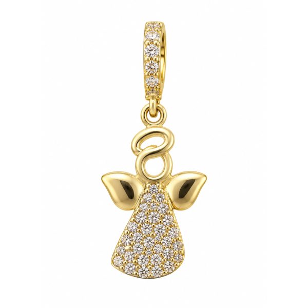 Златна висулка Ангел Halo Angel с циркони | GOLD ADDICTED